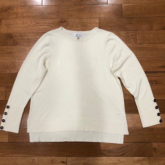 Melissa Paige Long Sleeve Round Neck Hi Lo Hem Cream Sweater Size XL - Picture 3 of 8